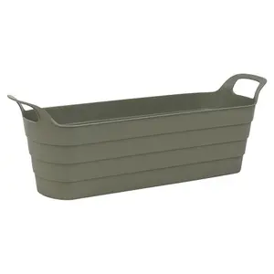 URBNLIVING 44cm Width Herb Pots with Handles Plastic Flexi Planter Green Flower Box Recycled Troughs