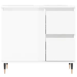 Berkfield Bathroom Cabinet High Gloss White 65x33x60 cm Engineered Wood