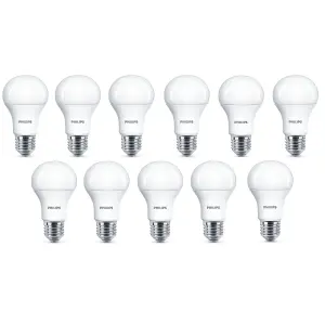 11x Philips LED Frosted E27 75w Warm White Edison Screw Light Bulbs Lamp 1055Lm