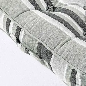 Homescapes Morocco Striped Cotton Floor Cushion Monochrome