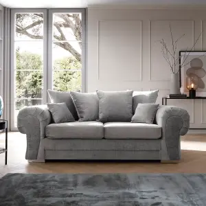 Verona Collection 3 Seater in Light Grey Crushed Chenille