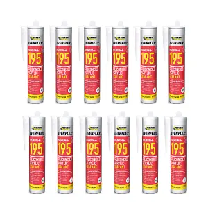 Everbuild Everflex 195 Premium+ Siliconised Acrylic Sealant, White 300 ml (Pack Of 12)