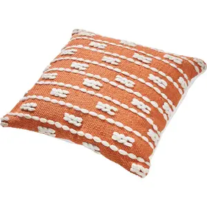 Indoor / Outdoor Striped Square Throw Cushion Orange