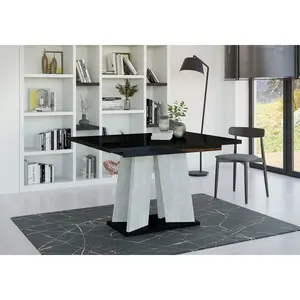 Extendable Dining Table Alekzander Black/Light Grey