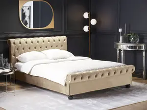 Velvet EU Super King Bed Beige AVALLON