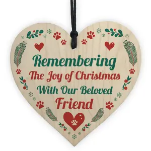 Red Ocean Pet Memorial Christmas Tree Decoration Hanging Heart Bauble Dog Memorial Christmas Decoration Keepsake