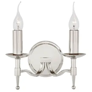 Avery Luxury Twin Wall Light Bright Nickel Traditional Candelabra Lamp Holder