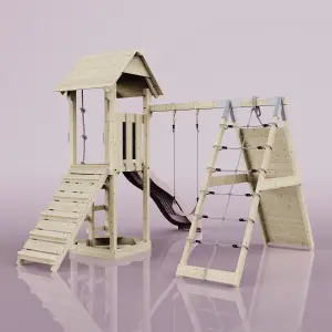 PolarPlay Tower Kids Wooden Climbing Frame with Swing and Slide - Climb & Swing Tyra Rose