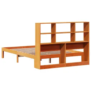 Berkfield Bookcase Bed without Mattress Wax Brown 120x200cm Solid Wood Pine