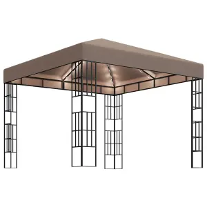 Berkfield Gazebo with LED String Lights 3x3 m Taupe