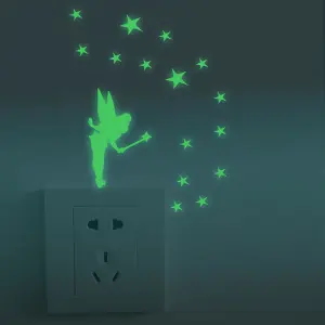 Walplus Little Fairy Glowing Vinyl Wall Sticker Glow In Dark Bedroom Decorations Glow in Dark Stickers Stock Clearance