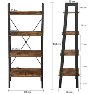 MCC Direct 4 Tier Ladder Display Bookshelf Walnut