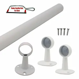 EAI - Wardrobe Rail Kit - 25mm Tube - 2500mm Rail with 2x End Brackets & 1x Centre Brackets - White