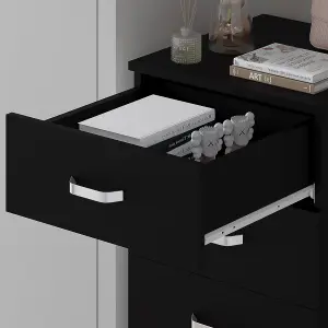 Tunis 5 Drawer Tall Slim Chest Of Drawers - Matt Black