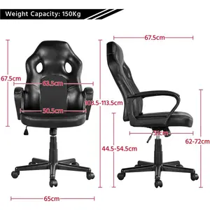 Yaheetech Adjustable Reclining Ergonomic Swiveling PC & Racing Game Chair Black