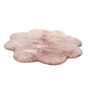 Pink Flower Shaped Super Soft Shaggy Area Rug Kids Rooms Decor Indoor Floor Rugs Dia 90cm