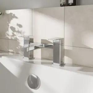 Square Deck Mounted Bath Filler Tap - Chrome - Balterley