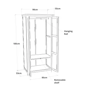 Trivento  2 Door Wardrobe Wood Knob