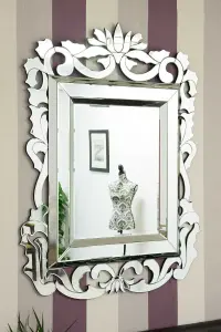 MirrorOutlet All Glass Stylised Baroque Inspired Wall Mirror 135 x 99 CM