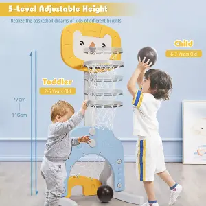 Costway 3-in-1 Basketball Hoop Set Stand Toddler Basketball Hoop w/ 5 Adjustable Height