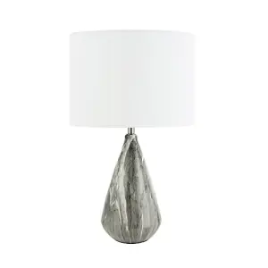 Marble Effect Ceramic Table Lamp Base with Grey Gloss Glazing and Chrome Trim