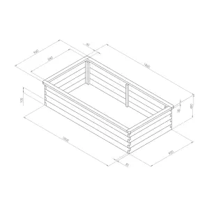 Zest Large Rectangular Sleeper Raised Wooden Bed Garden Planter 1.8m x 0.45m