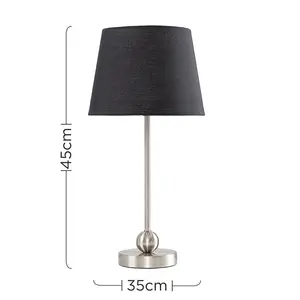 Edelfried 45cm Table Lamp Black / Brushed Chrome / No