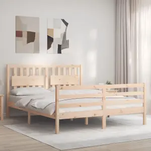 Berkfield Bed Frame with Headboard King Size Solid Wood