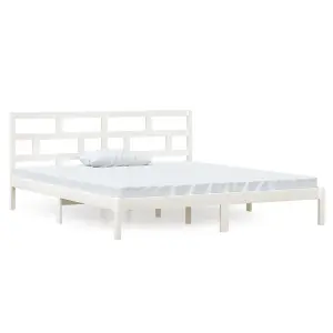 Berkfield Bed Frame White Solid Wood 135x190 cm 4FT6 Double