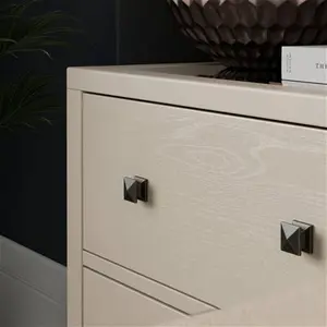 Dunelm Malone Wide 2 Drawer Bedside Table, Warm Grey, Natural