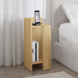 Lochlan Modern Compact Nightstand Bedside Table 25 x 27 x 60cm  Bedroom Furniture Oak / Left Orientation