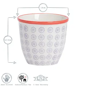 Nicola Spring - Hand-Printed Plant Pots - 14cm - Pack of 3