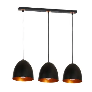 Milagro Vegas Hand Made Designer Pendant Light Matt Black And Copper / Rose Gold