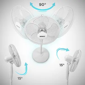 Duronic FN30 Pedestal Fan 16" with 3 Speeds, Floor Standing Fan with Oscillation, Tilt, Adjustable Height, 30W (white)