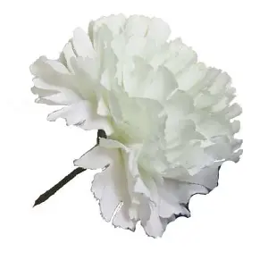 6 x White Artificial Silk Carnationd.  Single Stems. Stem Length 48 cm. Head Width 7 cm.