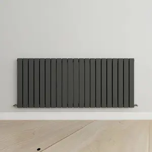 Horizontal Anthracite Double Flat Panel Radiator (H) 600 mm x (W) 1428 mm, 7076 BTU.