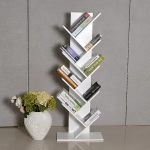 Standing White Wooden Tree Bookshelf Storage Rack for home 1320mm(H)