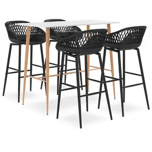 Berkfield 5 Piece Bar Set White and Black