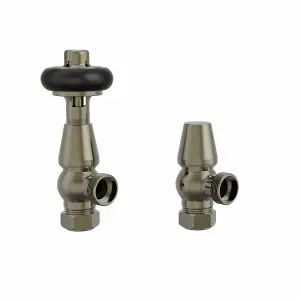 Rinse Bathrooms Traditional Angled TRV Thermostatic Radiator Valves Polished Antique Brass