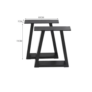 2 Pcs Black Furniture Legs Industrial Home DIY Metal Legs for Table & Legs L60 x W7 x H72cm