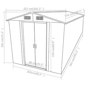 Berkfield Garden Shed Green 257x779x181 cm Galvanised steel