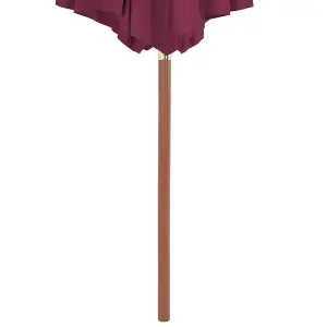 Berkfield Outdoor Parasol with Wooden Pole 300 cm Bordeaux Red