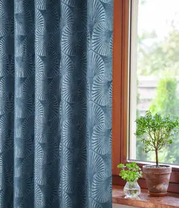 Home Curtains Chrissy Jacquard Fully Lined 45w x 72d" (114x183cm) Blue Eyelet Curtains (PAIR)