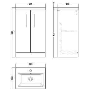 Dezine Avon 500mm Satin Green Floor Standing Vanity Unit