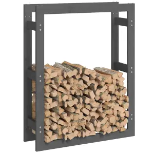 Berkfield Firewood Rack Grey 80x25x100 cm Solid Wood Pine