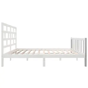 Berkfield Bed Frame White Solid Wood Pine 160x200 cm 5FT King Size