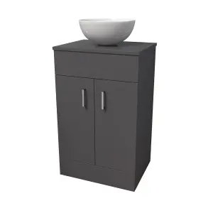 Nes Home 500mm Anthracite Bathroom Vanity Unit With Countertop & Round Basin