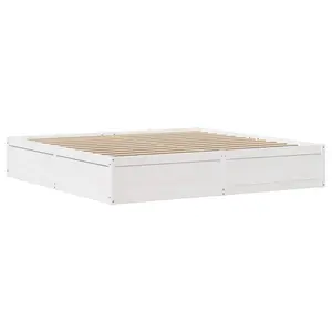 Berkfield Bed Frame without Mattress White 180x200 cm Super King Solid Wood Pine