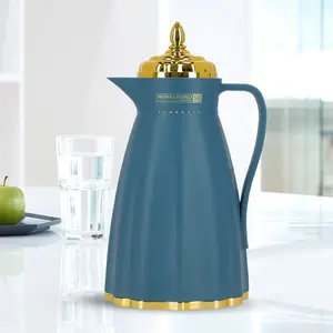 Royalford Glass Vacuum Flask, Vacuum Insulated Tea Carafe 1000ML -Heat & Cold Retention, Thermal Insulated Airpot, Blue