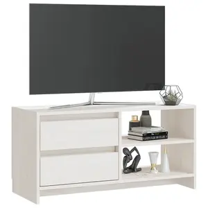 Berkfield TV Cabinet White 80x31x39 cm Solid Pinewood